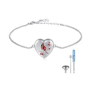 18k 925 Cardinal Bracelet Urn Keepsake Loved Ones Memorial Jewelry